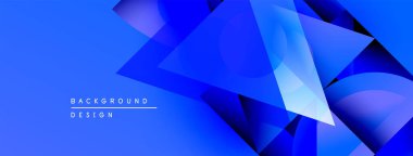 Soyut mavi arkaplan. Geometrik şekiller, dinamik görsel efekt oluşturur. Modern tasarım elemanları.