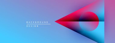 Soyut eğim arkaplanı. Mavi, mor, kırmızı renkler karışır. Geometrik şekilli minimalist tasarım, modern estetik.