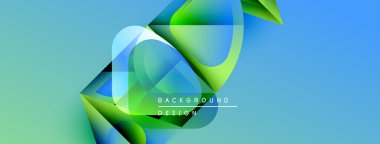 Soyut akışkan şekiller harmanlanarak dinamik gradyan arkaplan oluşturur. Yeşil, mavi renkler tasarıma hakim, hareket ve enerji öneriyor..