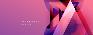 Soyut geometrik şekiller örtüşüyor, canlı pembe, mor renkler yaratıyor. Modern tasarım elementleri dinamik görsel deneyim önerir.
