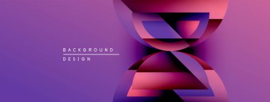 Soyut mor tasarım katmanlı şekiller içerir. Gradyan renkler dinamik görsel efekt yaratır. Minimalist metin arkaplan tasarımı okur.