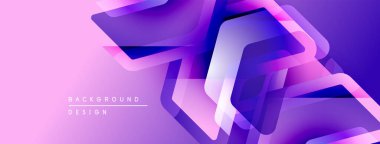 Soyut arkaplan özellikleri katmanlı şekiller, canlı pembeler, morlar. Modern tasarım elementleri dinamik görsel efekt yaratır.