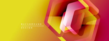 Soyut geometrik tasarım. Altıgenler üst üste binerek canlı renk değişimleri yaratıyor. Turuncuya sarı geçiş, sonra kırmızı. Modern arkaplan ögesi.