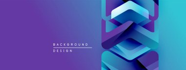 Soyut gradyan arkaplan tasarımı. Geometrik şekiller modern görsel efekt oluşturur. Mor, mavi renkler kompozisyona hakim..