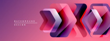 Soyut geometrik şekiller örtüşüyor, canlı pembe, mor renk değişimi yaratıyor. Arka planlar için modern tasarım ögesi.