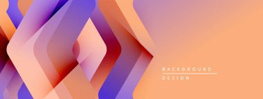 Soyut geometrik şekiller örtüşür, canlı bir değişim etkisi yaratır. Turuncu, mor renkler tasarımda baskın. Modern arkaplan dokusu.