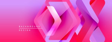 Soyut eğim arkaplanı. Üst üste binen katmanlar dinamik görsel efekt yaratır. Pembe, mor renkler kompozisyona hakim. Modern tasarım ögesi.