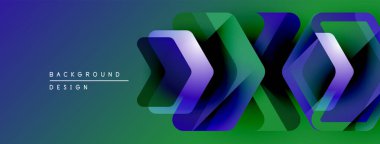 Soyut geometrik şekiller örtüşüyor, dinamik mavi, yeşil gradyan etkisi yaratıyor. Arkaplan ve sunumlar için uygun modern tasarım.