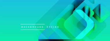 Soyut geometrik katmanlar canlı deniz mavisi, turkuaz gradyan oluşturur. Modern tasarım elementleri derinlik ve yenilik öneriyor. Minimalist metin arka plan kavramını vurguluyor.