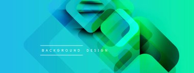 Soyut geometrik şekiller örtüşüyor, canlı turkuazlar yaratıyor, yeşil gradyanlar. Arkaplan ve sunumlar için modern tasarım ögesi.