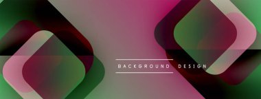 Soyut geometrik şekiller, pembeler, yeşiller modern arka plan oluşturur. Gradyan renkler örtüşüyor, dinamik görsel doku oluşturuyor.