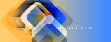 Soyut geometrik şekiller çakışıyor. Mavi, sarı renkler modern arkaplan yaratır. Minimalist tasarım dinamik ve temiz hissettiriyor..