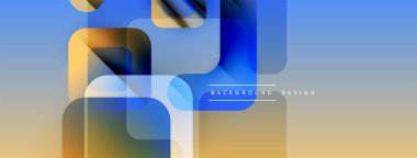 Soyut geometrik şekiller örtüşür, parlak mavi, altın renkleri yaratır. Modern tasarım dinamik, temiz ve uygun bir arkaplan hissi veriyor.
