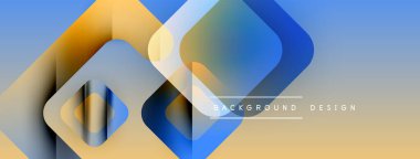 Soyut geometrik şekiller üst üste binerek katmanlı mavi, altın etkisi yaratır. Arkaplan ve sunumlar için uygun modern tasarım.