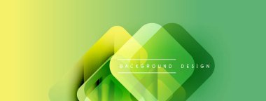 Soyut geometrik şekiller örtüşüyor, canlı yeşil, sarı bir eğim yaratıyor. Metin, arkaplan tasarımının merkezde konumlandığını okuyor. Modern, minimalist estetik.