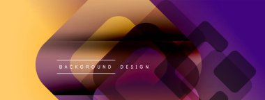 Soyut eğim arkaplanı. Üst üste binen kareler dinamik görsel efekt yaratır. Sıcak renkler kompozisyona hakim, mor renkler mevcut. Modern tasarım ögesi.