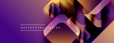Soyut geometrik şekiller örtüşür, canlı mor gradyan arkaplan oluşturur. Metin arka plan tasarımı okur. Modern, dinamik görsel kompozisyon.