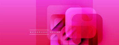 Parlak pembe soyut arka plan. Üst üste binen kareler dinamik görsel efekt yaratır. Modern tasarım elementleri pürüzsüz eğimler sunar.