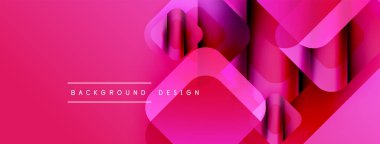 Soyut pembe tasarım özellikleri üst üste binen yuvarlak kareler. Gradyan gölgeler derinlik yaratır, modern estetik. Arkaplan metni arkaplan tasarımı okur.