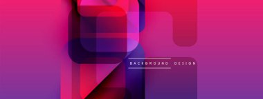Soyut geometrik şekiller örtüşüyor, canlı pembe, mor renkler yaratıyor. Arkaplan, pankart ve sunumlar için modern tasarım ögesi.
