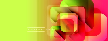 Soyut geometrik tasarım. Canlı gradyanlar sarıdan pembeye dönüşür. Üst üste binen kareler dinamik görsel efekt yaratır. Modern arkaplan dokusu.