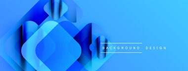Soyut mavi şekiller örtüşüyor ve dinamik bir değişim etkisi yaratıyor. Sancaklar, arkaplanlar, sunumlar için modern tasarım uygun.