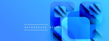 Soyut mavi arkaplan. Üst üste binen kareler katmanlı etki yaratır. Modern tasarım elementleri teknoloji ve yenilik öneriyor. Basit metin arkaplan tasarımı okur.