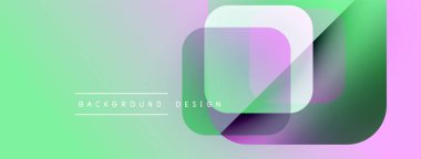 Soyut geometrik şekiller örtüşür, canlı pastel gradyanlar yaratır. Nane, lavanta, pembe renkler dizaynın hakimi. Modern, temiz estetik.