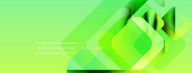 Parlak yeşil soyut arka plan. Üst üste binen kareler dinamik görsel efekt yaratır. Modern tasarım elementleri. Basit metin arkaplan tasarımı okur.