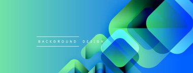 Soyut gradyan arkaplan özellikleri çakışan kareler. Mavi, yeşil renkler modern görsel efektler yaratır. Metin arkaplan tasarımı okur.