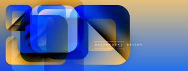 Soyut geometrik şekiller çakışıyor. Mavi, altın renkleri modern tasarım yaratır. En küçük metin arkaplan ögesini gösterir.