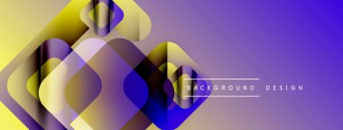 Soyut geometrik şekiller örtüşüyor, parlak mor renkler yaratıyor, sarı renkler. Sancaklar ve sunumlar için modern tasarım ögesi.