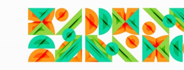 Soyut geometrik şekiller, turuncu, yeşil. Minimalist tasarım, tekrarlayan desen, temiz çizgiler, modern estetik. Beyaz arkaplan karşıtlık sağlar.