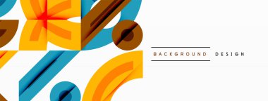 Soyut geometrik şekiller örtüşür, canlı renkli tasarım yaratır. Arkaplan ve sunumlar için modern biçim uygun.
