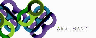 Parlak renkli döngüler modern soyut tasarım yaratır. Gradyan gölgeler dinamik görsel deneyim sunar. Temiz beyaz arkaplan şekilleri geliştirir.