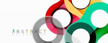 Renkli üst üste binen daireler modern soyut tasarım yaratır. Parlak renkler harmanlanır ve dinamik görsel kompozisyon oluşturur. Basit, temiz estetik..