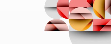 Soyut geometrik bileşim. Üst üste binen yarı daireler, dikdörtgenler modern görsel efektler yaratır. Yumuşak renkler, minimalist tasarım.