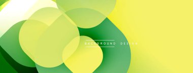 Soyut sarı, yeşil gradyanlar. Üst üste binen daireler dinamik görsel akış yaratır. Arkaplan ve sunumlar için modern tasarım ögesi.
