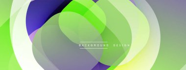 Soyut sıvı şekiller, canlı yeşil mor renkler. Üst üste binen katmanlar dinamik görsel efekt yaratır. Modern tasarım ögesi.