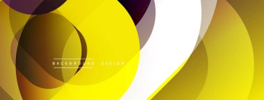 Soyut sarı tasarım, üst üste binen daireler, gradyanlar. Modern estetik, arka planlar ve sunumlar için uygun. Minimalist stil.