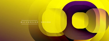 Soyut sarı, mor katmanlar dinamik dairesel tasarım yaratır. Sunumlar, pankartlar ve web siteleri için modern arkaplan uygun.