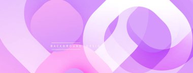 Soyut arkaplan özellikleri üst üste binen daireler, gradyanlar. Pembe, mor renkler tasarıma hakim, modern estetik yaratıyor. Yumuşak geçişler görünür.