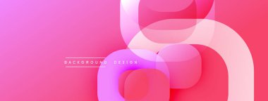 Soyut pembe arka plan. Üst üste binen şekiller dinamik görsel efekt yaratır. Modern tasarım elementleri akıcılığı ve canlılığı önerir.