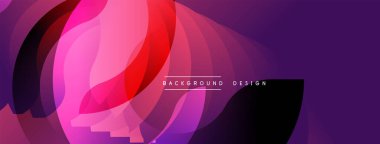 Soyut dinamik eğimler. Akan şekiller modern görsel efektler yaratır. Pembe, mor renkler kompozisyona hakim. Mevcut en küçük metin.