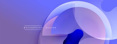 Soyut mor arkaplan. Üst üste binen daireler dinamik görsel efekt yaratır. Modern tasarım elementleri pürüzsüz eğimler sunar.