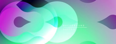 Soyut sıvı şekilleri kesişir. Canlı renkler karışıyor, dinamik görsel deneyim yaratıyor. Arka planlar için modern tasarım ögesi.