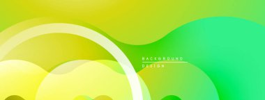 Soyut arkaplan özellikleri katmanlı şekiller, gradyanlar. Sarılar, yeşiller pürüzsüz geçişler, modern tasarım estetiği yaratır..