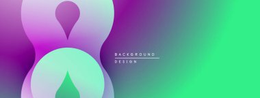 Soyut gradyan şekiller çakışıyor. Mor, yeşil renkler modern arka plan tasarımını düzgün bir şekilde harmanlıyor. Minimalist estetik.