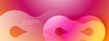 Soyut sıvı şekilleri, canlı gradyanlar. Pembe, turuncu renkler modern arka plan tasarımı yaratır. Düz eğriler, dinamik bileşim.