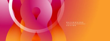 Soyut gradyan şekiller çakışıyor. Pembe, turuncu renkler modern görsel efektler yaratır. Minimalist tasarım arka planlar için uygundur.